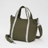 Fashnzfab Rhinestone Embellished Strap Accent Mini Canvas Tote Bag / Crossbody Bag In Green