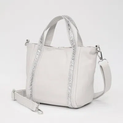 Fashnzfab Rhinestone Embellished Strap Accent Mini Canvas Tote Bag / Crossbody Bag In Multi