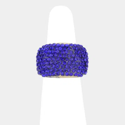 Fashnzfab Rhinestone Embellished Stretch Ring In Blue
