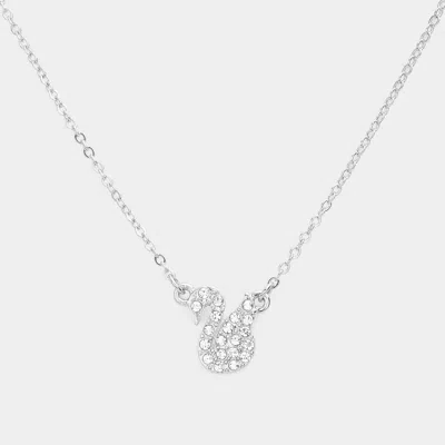 Fashnzfab Rhinestone Embellished Swan Pendant Necklace In Multi