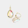 Fashnzfab Rhinestone Embellished Teardrop Stone Lever Back Evening Earrings - Ab, Gold In Multi