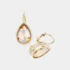 Fashnzfab Rhinestone Embellished Teardrop Stone Lever Back Evening Earrings - Gold, Lt Col Topaz In Gold