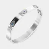 Fashnzfab Rhinestone Embellished Triple Evil Eye Stainless Steel Bracelet In Silver