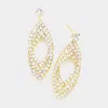 Fashnzfab Rhinestone Embellished Triple Open Marquise Layered Dangle Evening Earrings - Gold In Gold