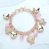 Fashnzfab Rhinestone Embellished Turtle Metal Heart Charm Station Toggle Bracelet In Multi