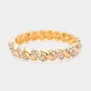 Fashnzfab Rhinestone Embellished Twisted Metal Hinged Evening Bracelet Ab, Gold In Multi