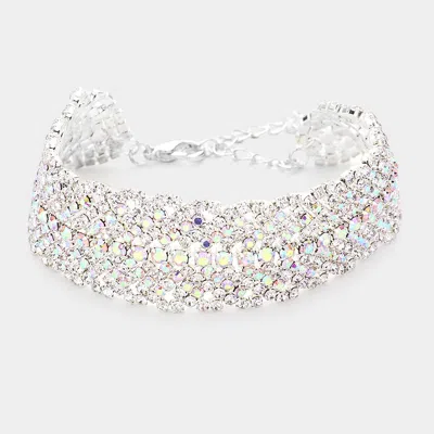 Fashnzfab Rhinestone Evening Bracelet Multi In Metallic