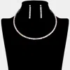 Fashnzfab Rhinestone Evening Choker Necklace In Metallic