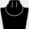 Fashnzfab Rhinestone Evening Choker Necklace In Metallic