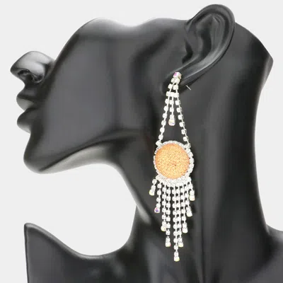 Fashnzfab Rhinestone Evening Earrings 1" X 4.25" In Metallic