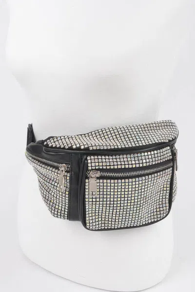 Fashnzfab Rhinestone Fanny Pack In Black