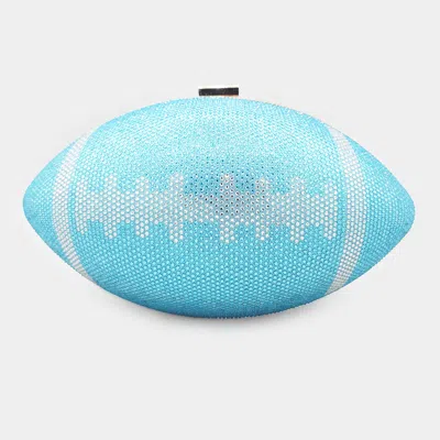 Fashnzfab Rhinestone Football Evening Clutch / Crossbody Bag In Blue