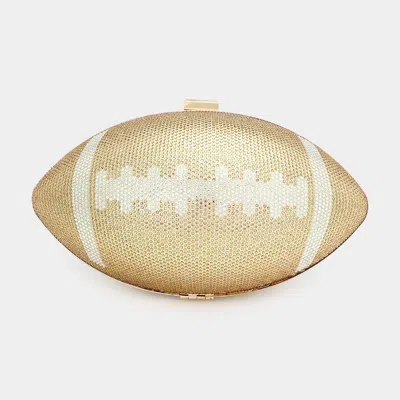 Fashnzfab Rhinestone Football Evening Clutch / Crossbody Bag In Gold