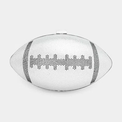 Fashnzfab Rhinestone Football Evening Clutch / Crossbody Bag In Silver