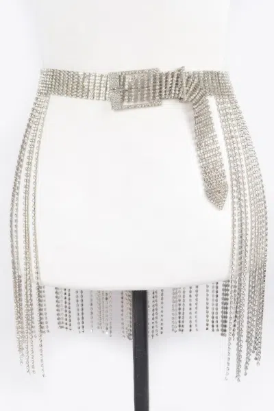 Fashnzfab Rhinestone Fringe Belt In Gold