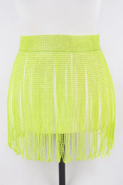 Fashnzfab Rhinestone Fringe Belt In Green