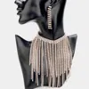 Fashnzfab Rhinestone Fringe Choker Necklace In Metallic