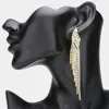 Fashnzfab Rhinestone Fringe Dangle Evening Earrings - Ab, Gold In Gold