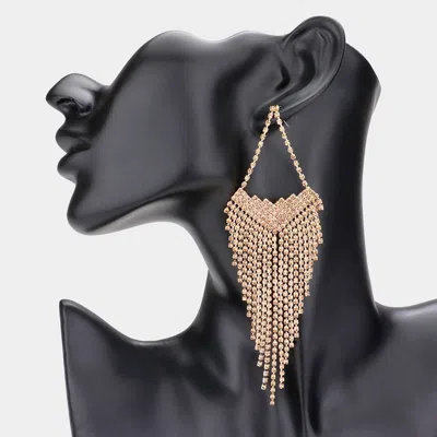 Fashnzfab Rhinestone Fringe Dangle Evening Earrings - Lt Col Topaz In Gold