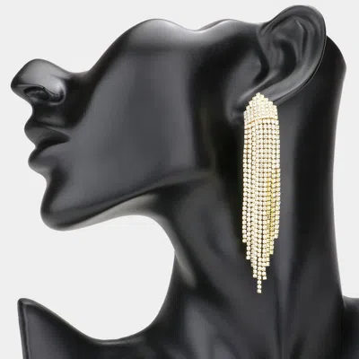 Fashnzfab Rhinestone Fringe Dangle Evening Earrings In Black