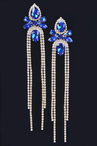 Fashnzfab Rhinestone Fringe Earring In Purple