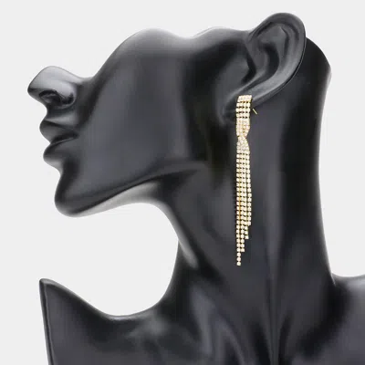 Fashnzfab Rhinestone Fringe Earrings In Gold