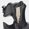 Fashnzfab Rhinestone Fringe Evening Earrings - Gold In Gold