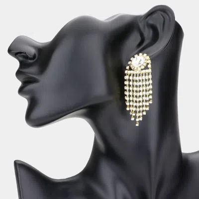 Fashnzfab Rhinestone Fringe Evening Earrings In Metallic