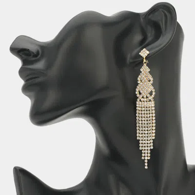 Fashnzfab Rhinestone Fringe Evening Earrings In Multi