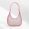 Fashnzfab Rhinestone Fringe Evening Shoulder / Crossbody Bag In Pink