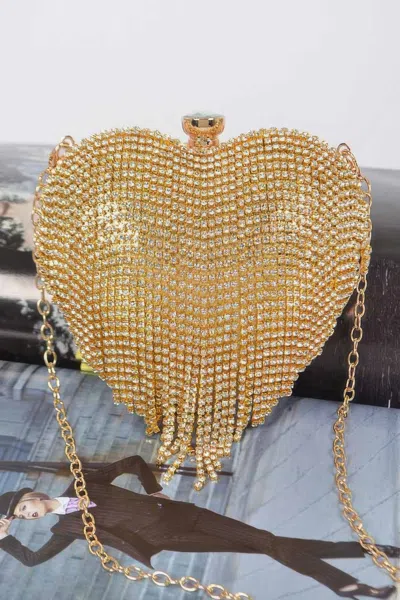 Fashnzfab Rhinestone Fringe Mini Case Bag In Multi