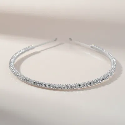 Fashnzfab Rhinestone Headband In Silver