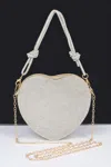 Fashnzfab Rhinestone Heart Shape Clutch In Gold