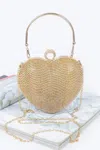 Fashnzfab Rhinestone Heart Shape Party Clutch In Gold