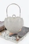 Fashnzfab Rhinestone Heart Shape Party Clutch In Multi