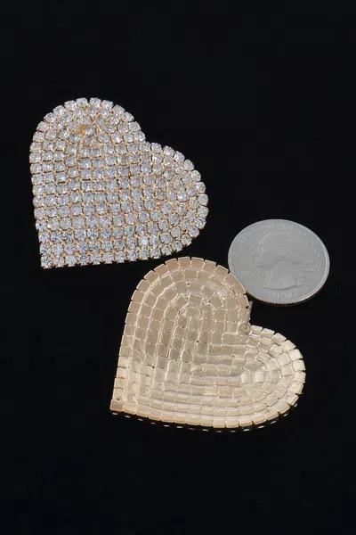 Fashnzfab Rhinestone Heart Stud Earring In Gold