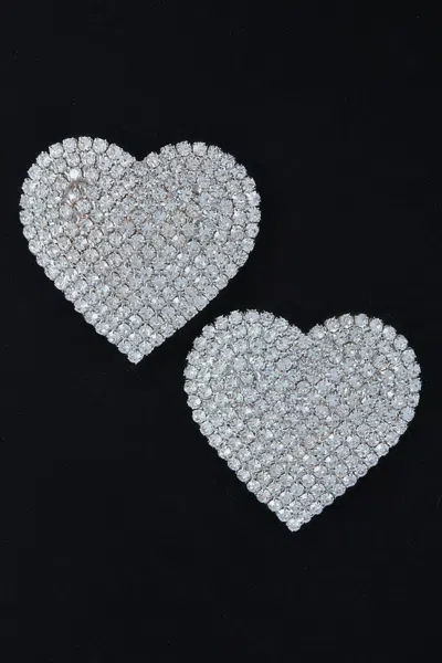 Fashnzfab Rhinestone Heart Stud Earring In Purple