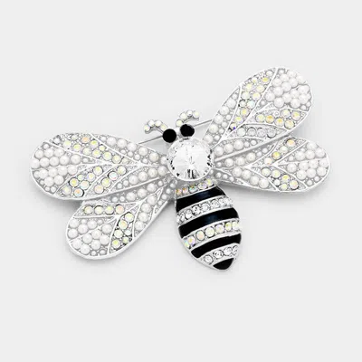 Fashnzfab Rhinestone Honey Bumble Bee Pin Brooch In Brown