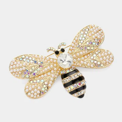 Fashnzfab Rhinestone Honey Bumble Bee Pin Brooch In Multi
