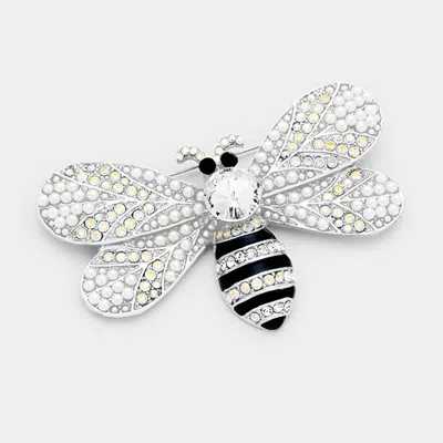 Fashnzfab Rhinestone Honey Bumble Bee Pin Brooch In Multi
