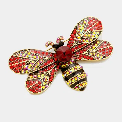 Fashnzfab Rhinestone Honey Bumble Bee Pin Brooch In Multi