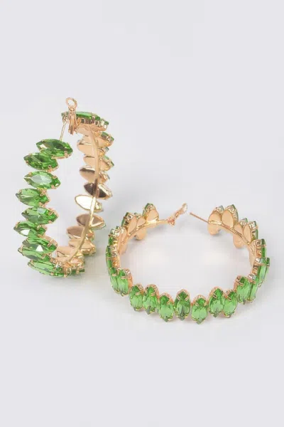 Fashnzfab Rhinestone Hoop Earring In Green