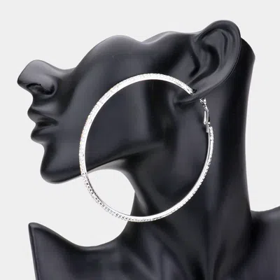 Fashnzfab Rhinestone Hoop Earrings - Ab, Silver In Metallic