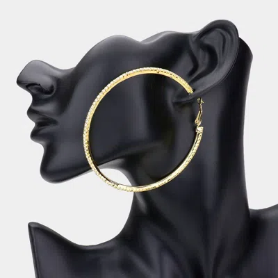 Fashnzfab Rhinestone Hoop Earrings - Gold