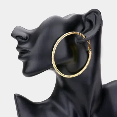 Fashnzfab Rhinestone Hoop Earrings - Gold