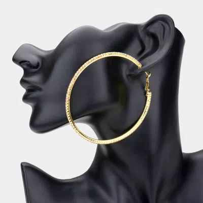 Fashnzfab Rhinestone Hoop Earrings - Ab, Gold In Black