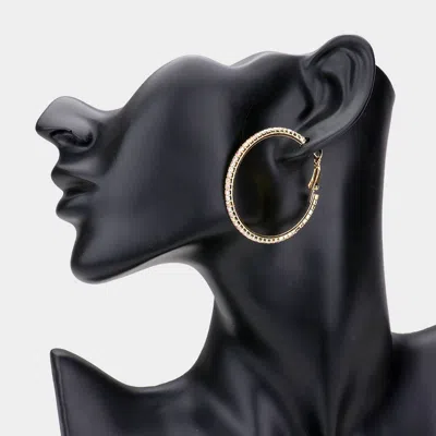 Fashnzfab Rhinestone Hoop Earrings - Ab, Gold In Black