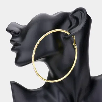Fashnzfab Rhinestone Hoop Earrings - Ab, Gold In Black
