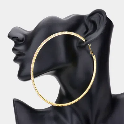 Fashnzfab Rhinestone Hoop Earrings - Ab, Gold In Black