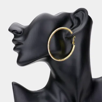 Fashnzfab Rhinestone Hoop Earrings - Ab, Gold In Black